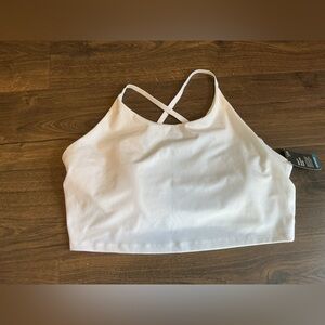 NWT GapFit White Strappy Sports Bra XXL Minimal Athleisure Yoga